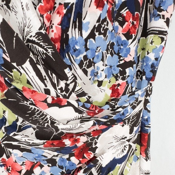 Lauren‎ Ralph Lauren Floral Flutter Sleeve Surplice Dress Size 10 V Neck Ruched - Picture 8 of 16